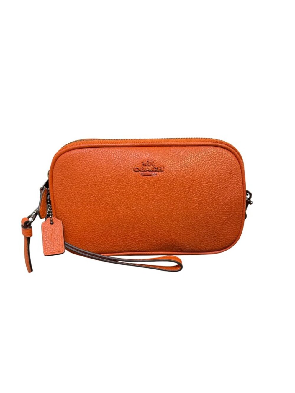 Coach Leather Crossbody Bag With Double Zippers Orange